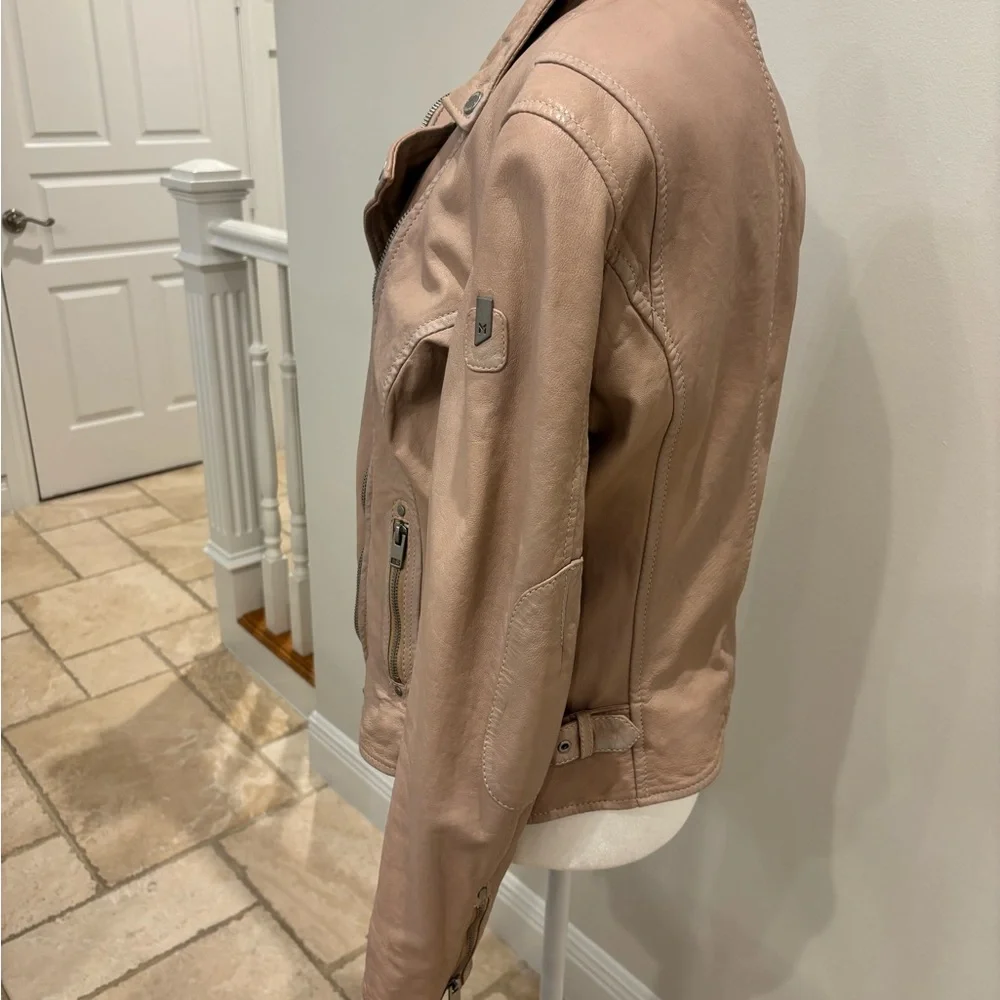 Women's Taupe/Blush Leather Jacket - Picture 4 of 6